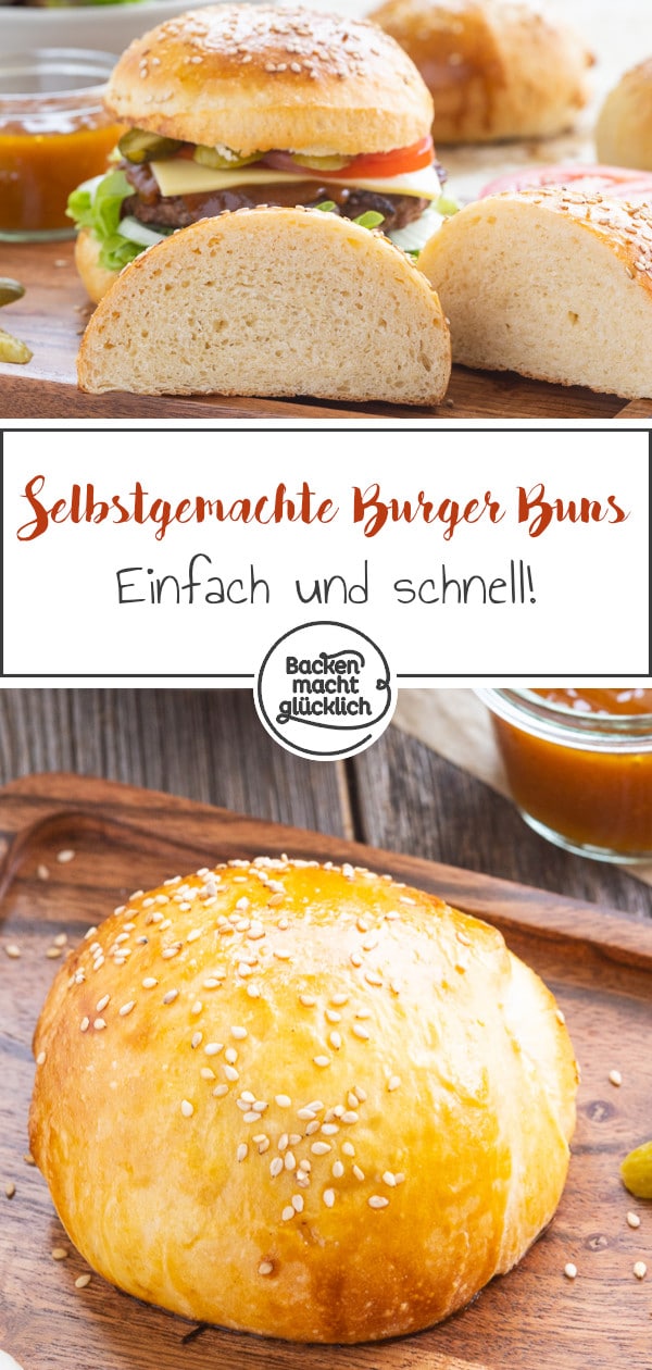 Mit diesem Rezept für Brioche Burger Buns kann der nächste Grillabend kommen! Die Hamburgerbrötchen mit Trockenhefe sind einfach & schnell gemacht. 