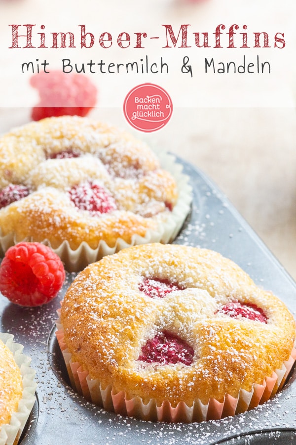 Super saftige, einfache Muffins mit Himbeeren und Buttermilch - ein geniales Frühlingsrezept für die ganze Familie.