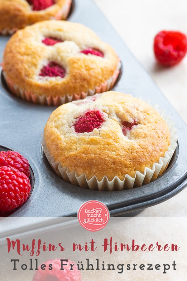 Super saftige, einfache Muffins mit Himbeeren und Buttermilch - ein geniales Frühlingsrezept für die ganze Familie.