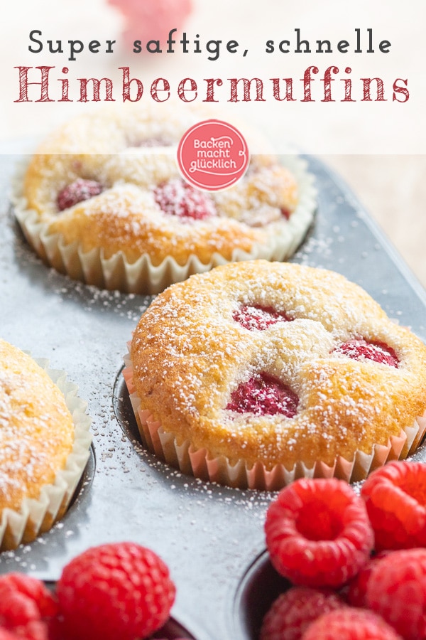 Super saftige, einfache Muffins mit Himbeeren und Buttermilch - ein geniales Frühlingsrezept für die ganze Familie.