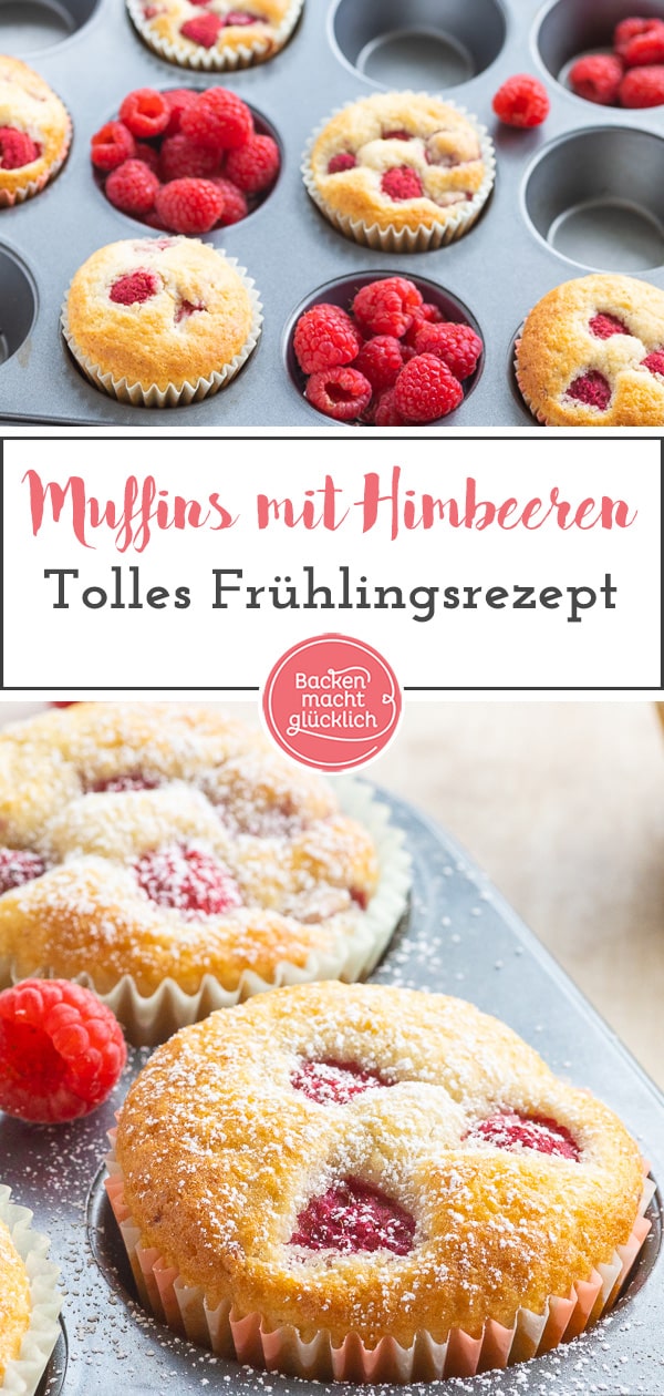 Super saftige, einfache Muffins mit Himbeeren und Buttermilch - ein geniales Frühlingsrezept für die ganze Familie.