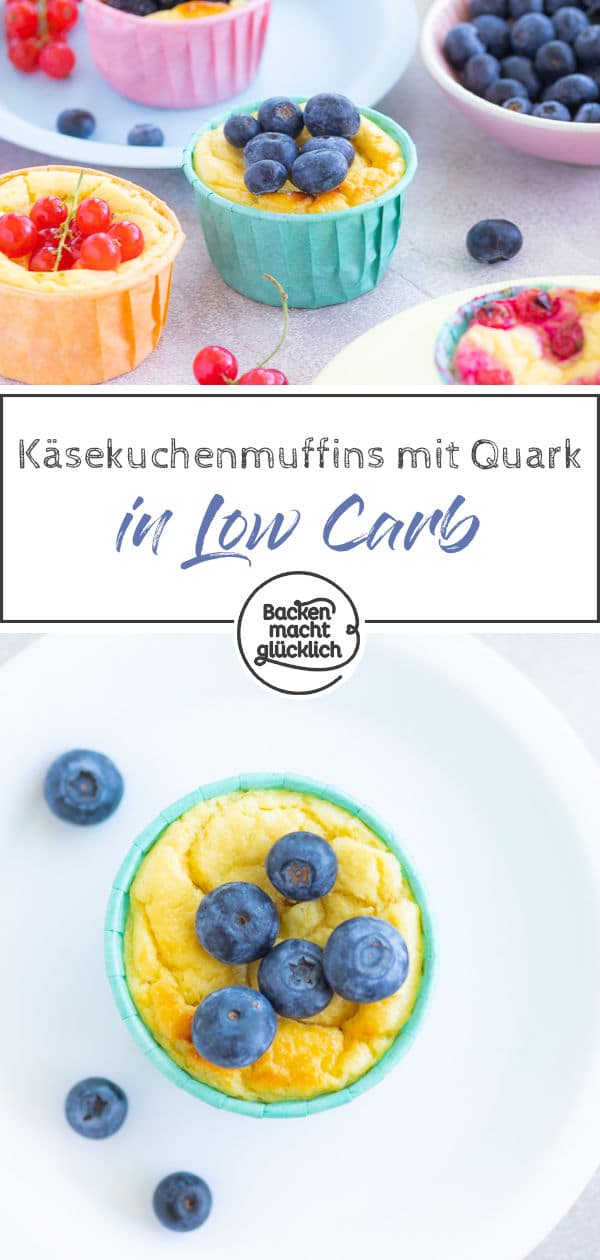 Diese gesünderen Käsekuchenmuffins haben weniger als 100 Kalorien pro Stück und sind je nach Zutaten sogar low carb und glutenfrei. Die kalorienarmen und fettarmen Quarkmuffins sind also perfekt für die Diät.