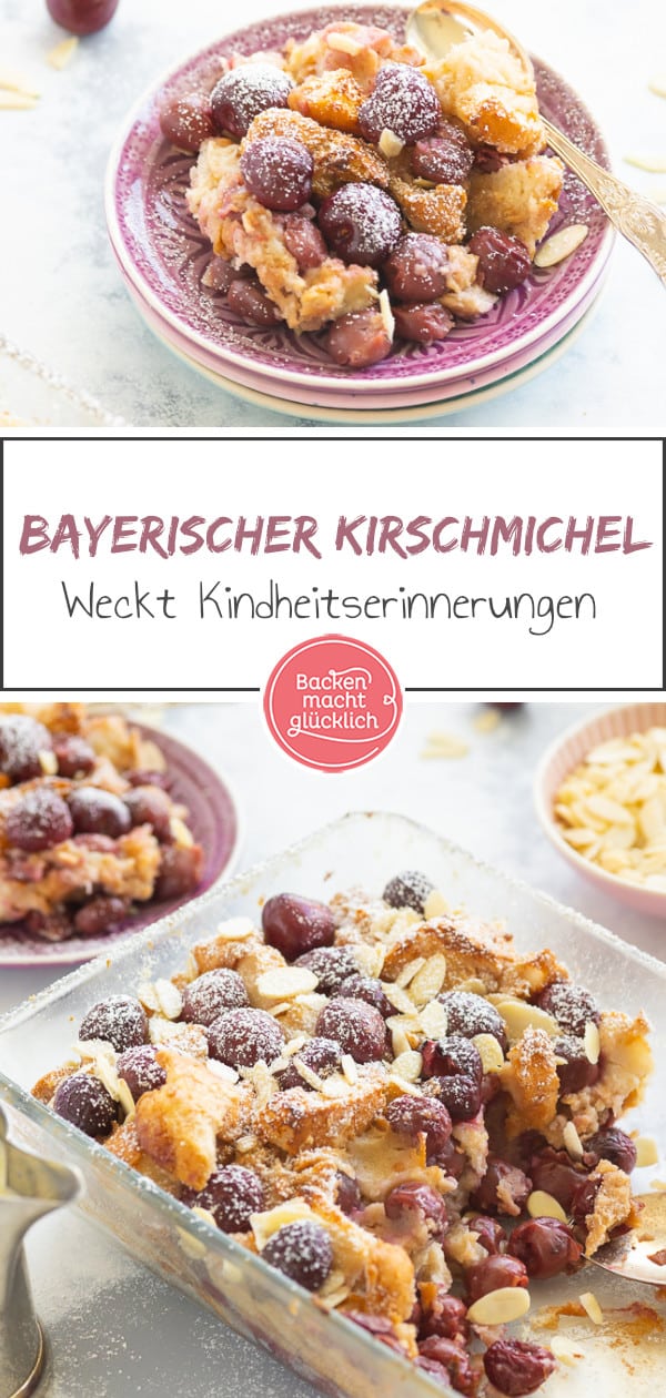 Dieses Scheiterhaufen-Rezept mit Kirschen ist super einfach zum Selbermachen. Der leckere Kirsch-Brot-Auflauf ist eine tolle Resteverwertung und schmeckt der ganzen Familie.