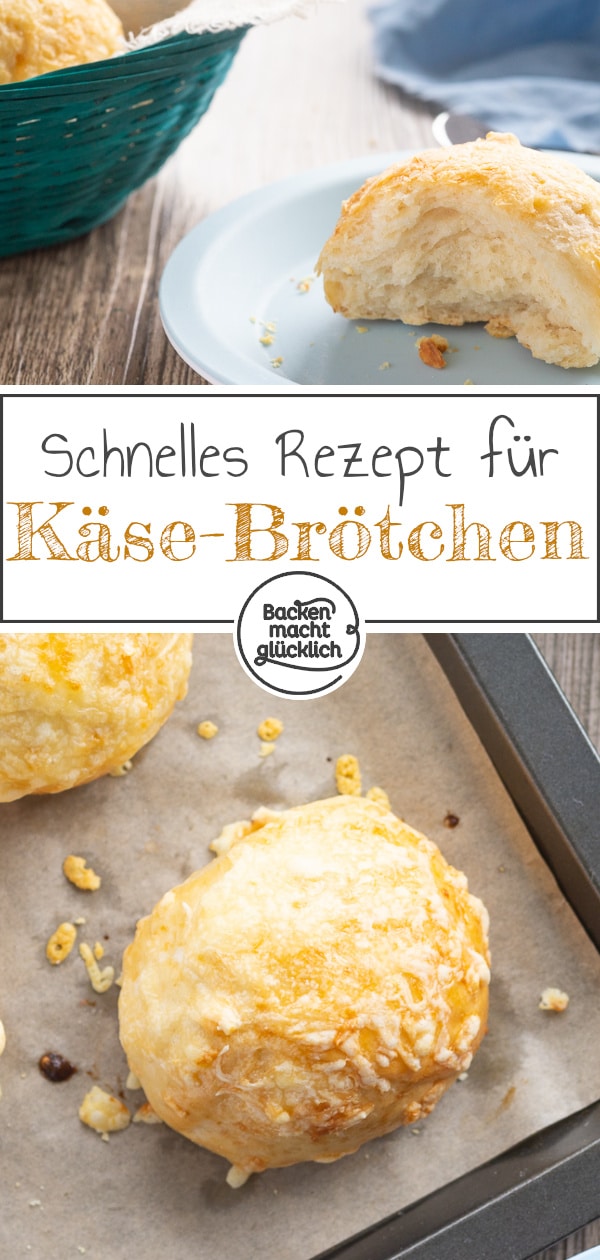 Diese mit Käse überbackenen Brötchen werden herrlich weich und fluffig. Die Käse-Brötchen sind besser als vom Bäcker!