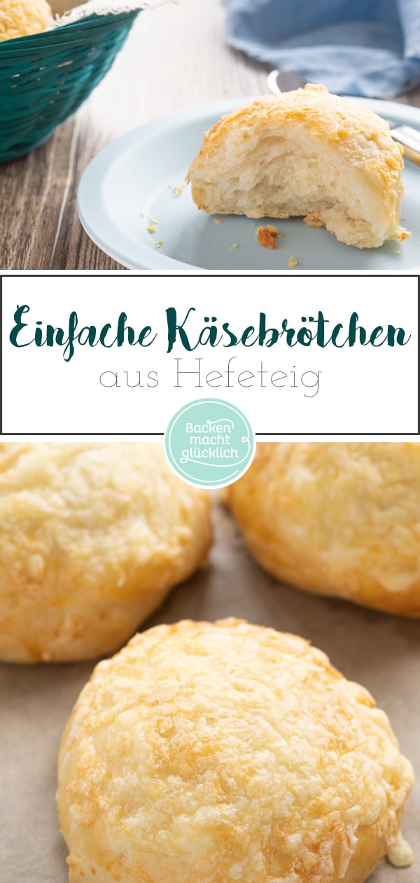 Diese mit Käse überbackenen Brötchen werden herrlich weich und fluffig. Die Käse-Brötchen sind besser als vom Bäcker!