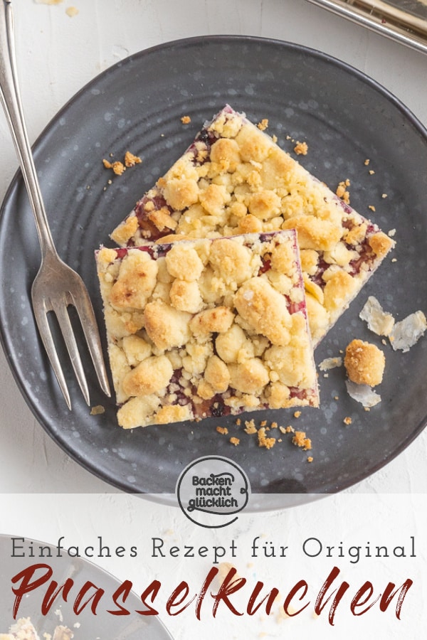 Einfacher Blätterteigkuchen aus knusprigem, dünnem Boden, fruchtiger Marmelade und einer extra dicken Schicht Butterstreusel. Dieser Prasselkuchen ist ein tolles Last-Minute-Rezept.