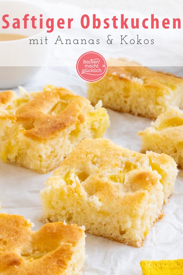 Einfacher, schneller Rührkuchen mit Ananas und Kokos, der Sommergefühle auf den Teller bringt! Der Ananaskuchen ist fruchtig, saftig, buttrig & crunchy!