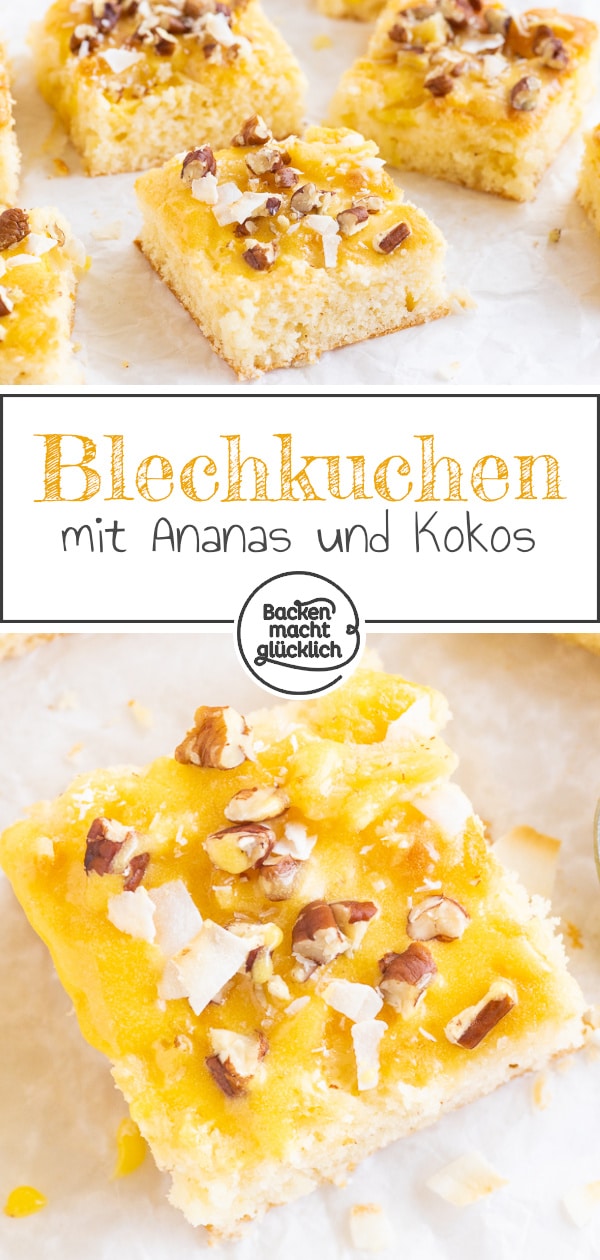 Einfacher, schneller Rührkuchen mit Ananas und Kokos, der Sommergefühle auf den Teller bringt! Der Ananaskuchen ist fruchtig, saftig, buttrig & crunchy!