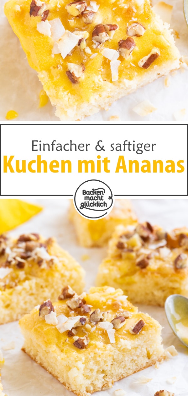 Einfacher, schneller Rührkuchen mit Ananas und Kokos, der Sommergefühle auf den Teller bringt! Der Ananaskuchen ist fruchtig, saftig, buttrig & crunchy!