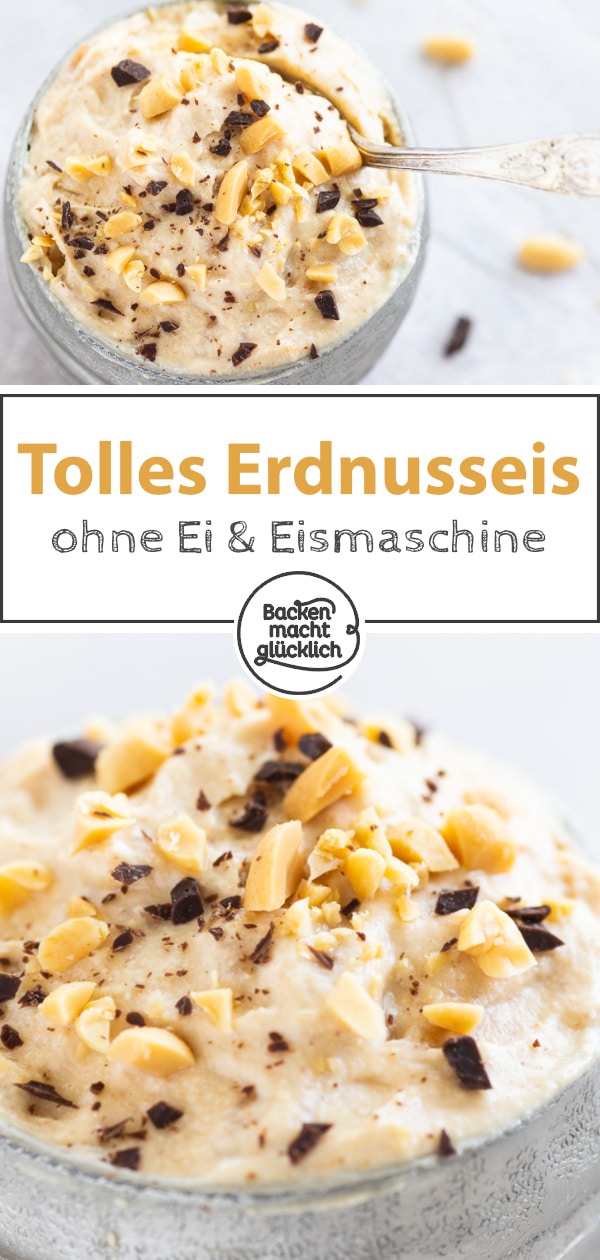 Einfaches Rezept für himmlisches Erdnuss-Eis mit Crunch. Das Rezept für cremiges Erdnussbutter-Eis funktioniert sogar ohne Eismaschine.