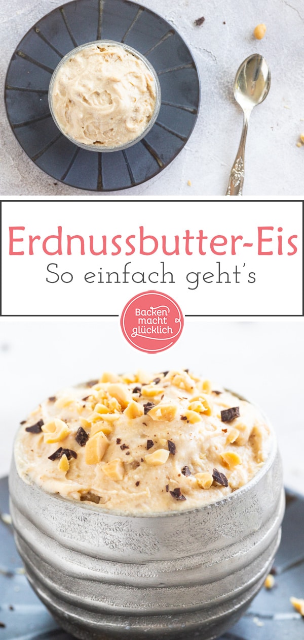 Einfaches Rezept für himmlisches Erdnuss-Eis mit Crunch. Das Rezept für cremiges Erdnussbutter-Eis funktioniert sogar ohne Eismaschine.