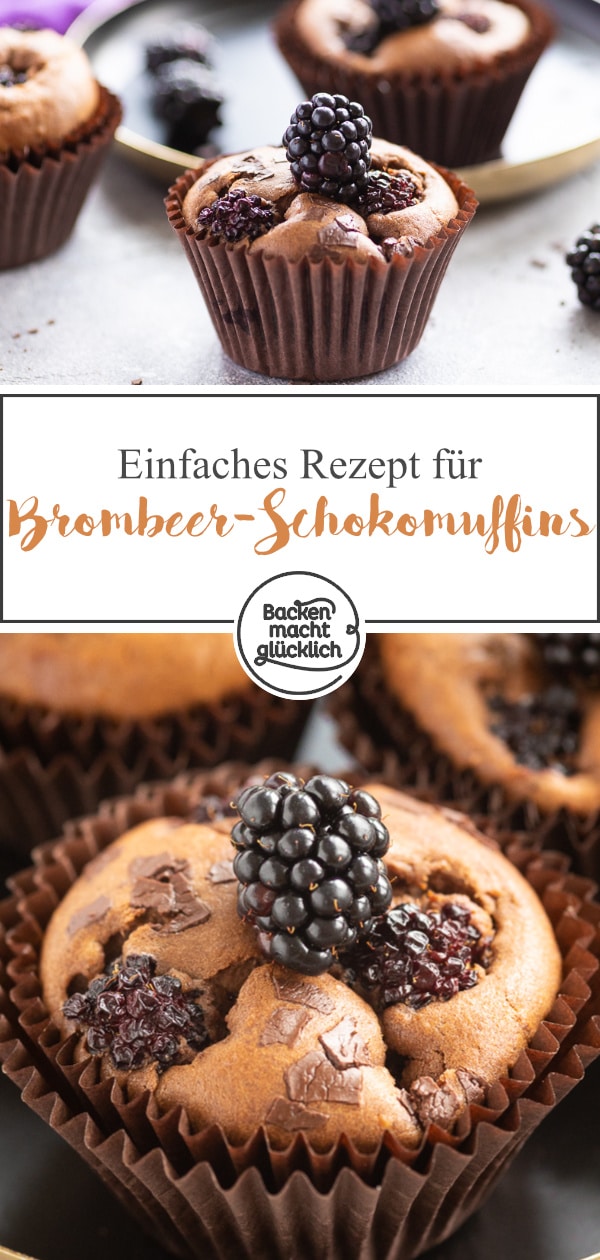 Köstliche, fruchtige Brombeer-Muffins mit Schokolade. Ein einfaches und schnelles Rezept für leckere Muffins mit Schokolade und frischen Brombeeren.