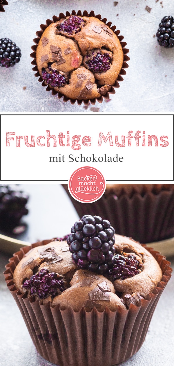 Köstliche, fruchtige Brombeer-Muffins mit Schokolade. Ein einfaches und schnelles Rezept für leckere Muffins mit Schokolade und frischen Brombeeren.