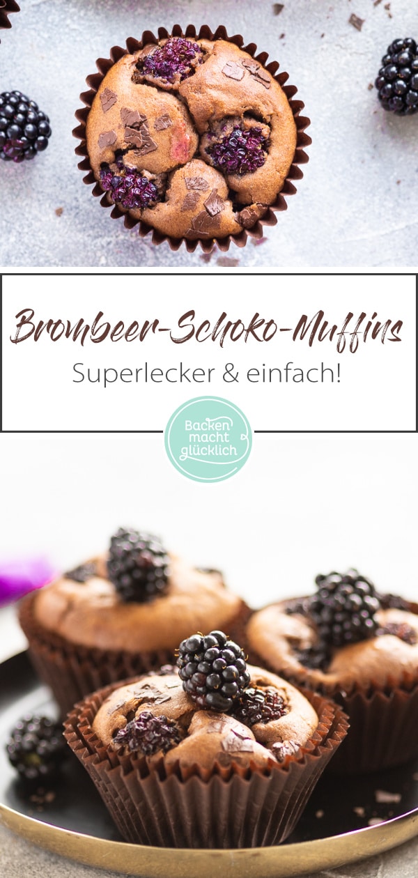 Köstliche, fruchtige Brombeer-Muffins mit Schokolade. Ein einfaches und schnelles Rezept für leckere Muffins mit Schokolade und frischen Brombeeren.