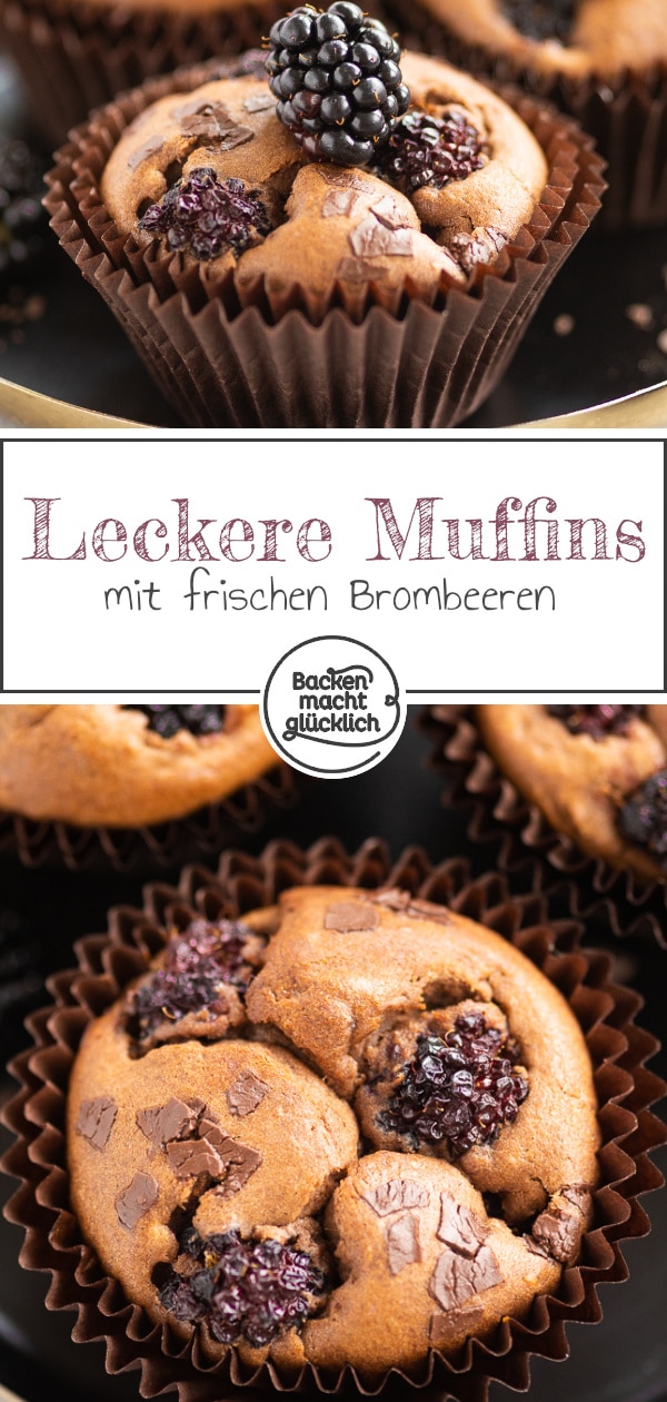 Köstliche, fruchtige Brombeer-Muffins mit Schokolade. Ein einfaches und schnelles Rezept für leckere Muffins mit Schokolade und frischen Brombeeren.