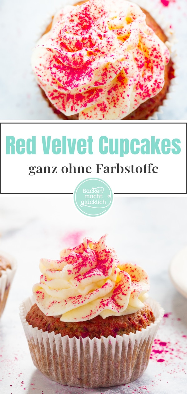 Der amerikanische Törtchen-Klassiker aus saftigem Rührteig und cremigem Frischkäse-Frosting schmeckt einfach köstlich! Auf künstliche Farbstoffe könnt ihr mit diesem Rezept für Red Velvet Cupcakes verzichten.