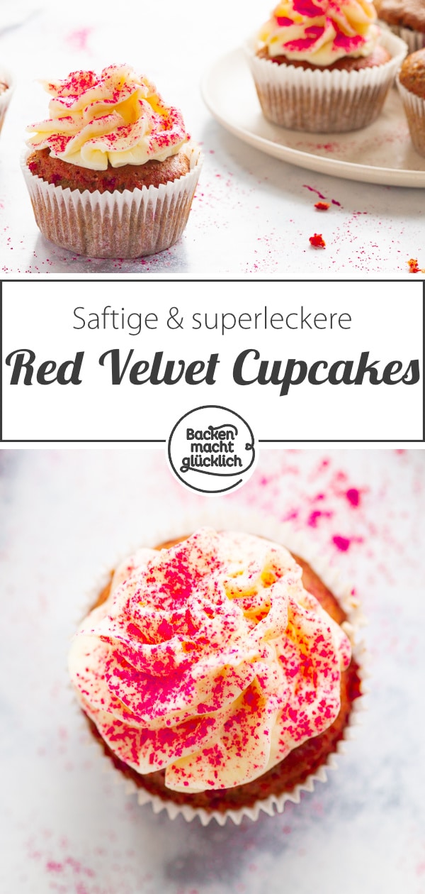 Der amerikanische Törtchen-Klassiker aus saftigem Rührteig und cremigem Frischkäse-Frosting schmeckt einfach köstlich! Auf künstliche Farbstoffe könnt ihr mit diesem Rezept für Red Velvet Cupcakes verzichten.