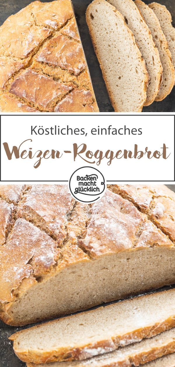 Leckeres Roggen-Sauerteigbrot ohne Hefe, das unkompliziert zubereitet ist. Das Bauernbrot ist das perfekte Brot für jeden Tag – super lecker und gut vorzubereiten.