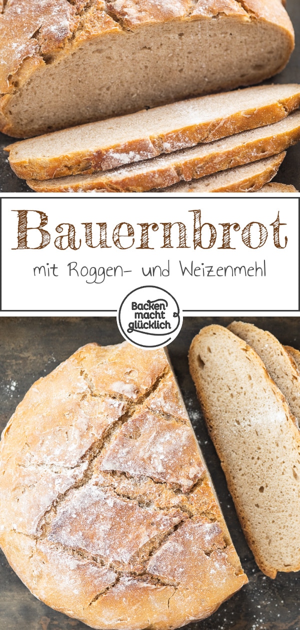 Leckeres Roggen-Sauerteigbrot ohne Hefe, das unkompliziert zubereitet ist. Das Bauernbrot ist das perfekte Brot für jeden Tag – super lecker und gut vorzubereiten.