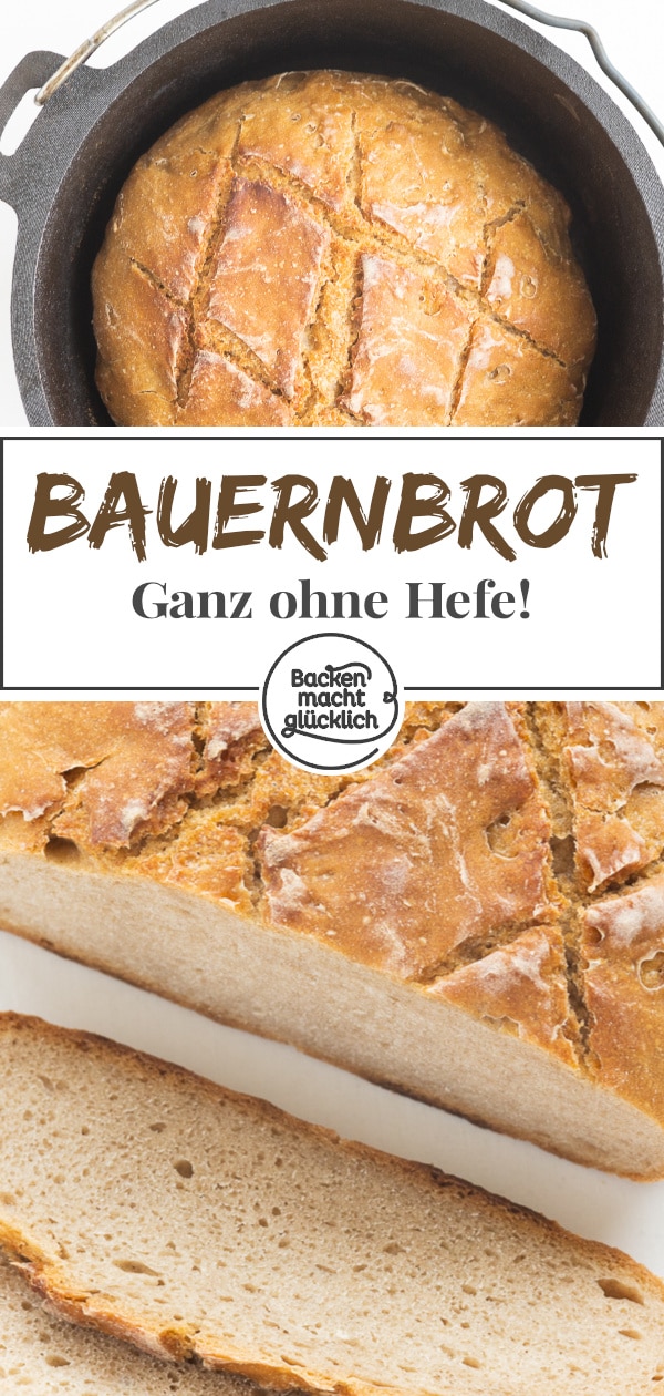 Leckeres Roggen-Sauerteigbrot ohne Hefe, das unkompliziert zubereitet ist. Das Bauernbrot ist das perfekte Brot für jeden Tag – super lecker und gut vorzubereiten.