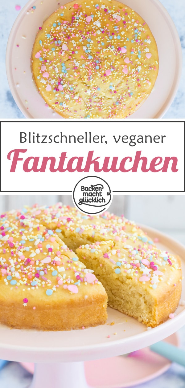 Blitzschnelles Rezept für eine super flaumigen, saftigen Fantakuchen ohne Ei. Dieser vegane Limokuchen kommt garantiert gut an!