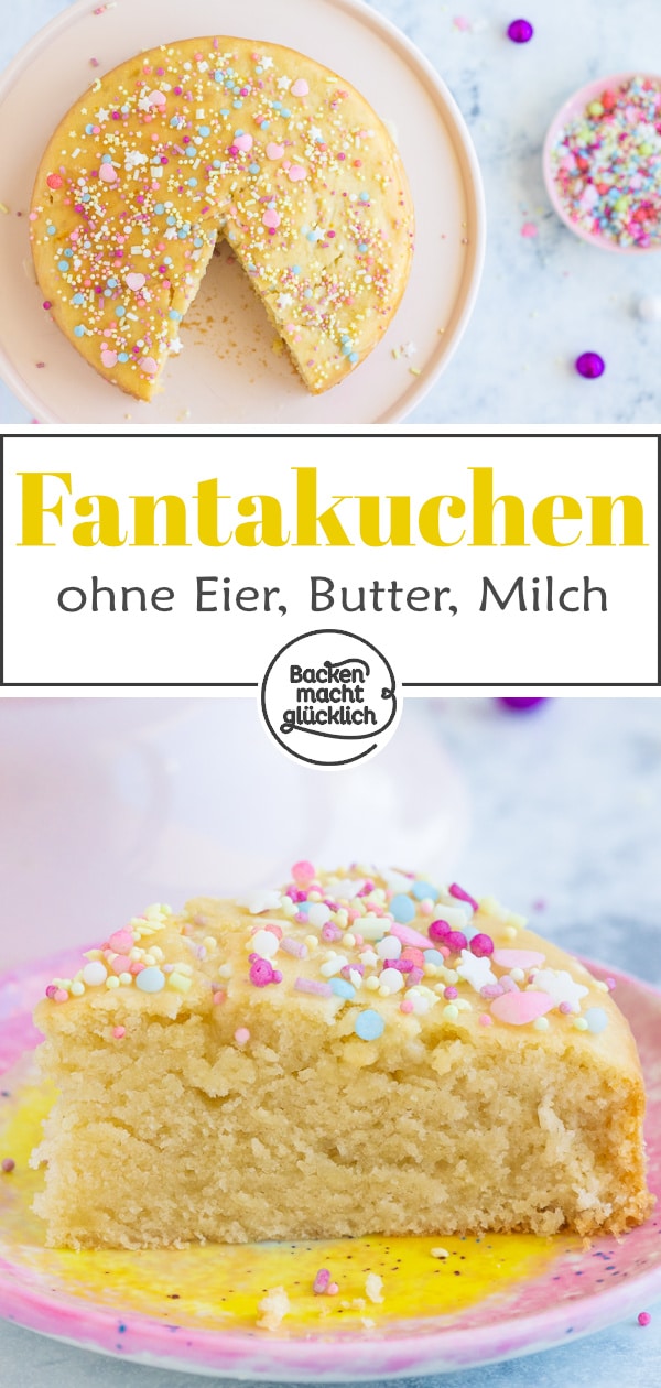 Blitzschnelles Rezept für eine super flaumigen, saftigen Fantakuchen ohne Ei. Dieser vegane Limokuchen kommt garantiert gut an!