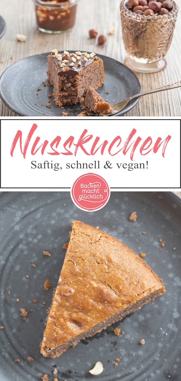 Sehr schnelles, einfaches Rezept für einen saftigen Nusskuchen ohne Eier, Butter und Milch. Dieser vegane Nusskuchen ist köstlich!