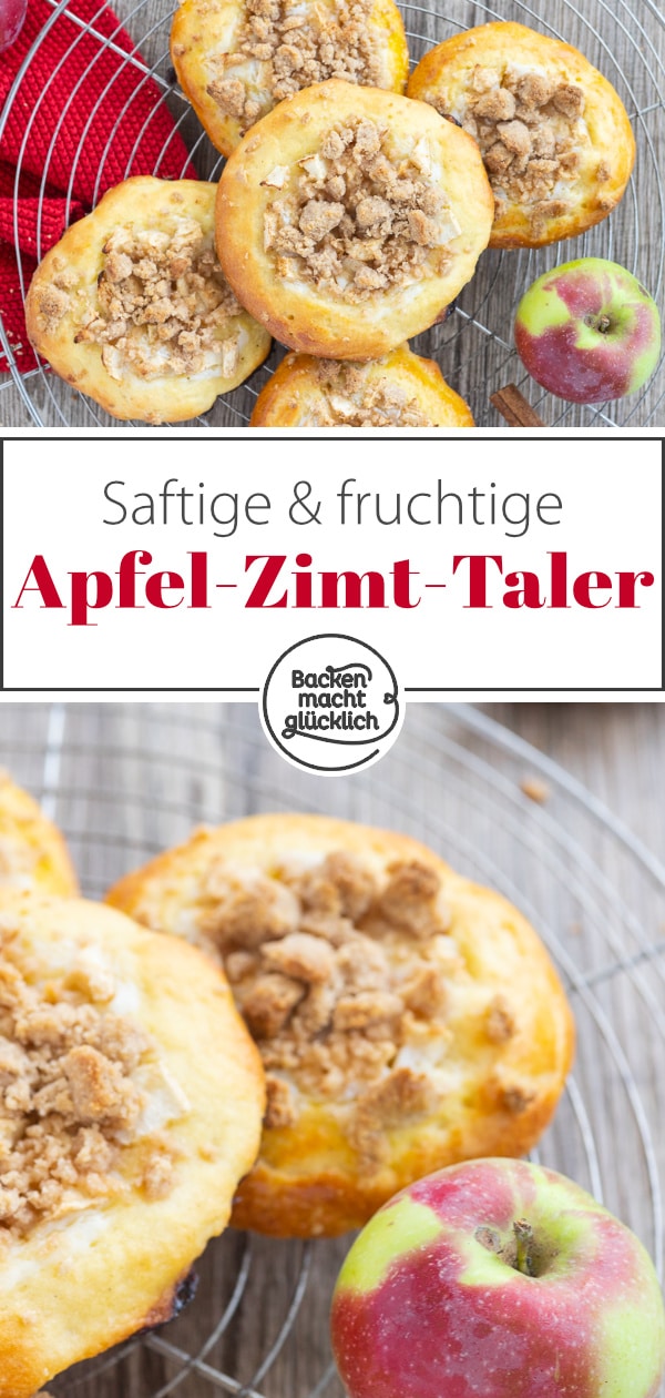Leckere Teilchen aus Quark-Öl-Teig, buttrigen Streuseln und fruchtigem Belag: Diese Apfel-Streusel-Taler sind ein herbstlicher, saftiger und knuspriger Genuss!