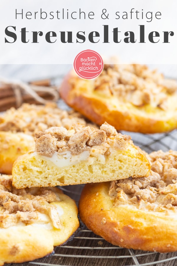 Leckere Teilchen aus Quark-Öl-Teig, buttrigen Streuseln und fruchtigem Belag: Diese Apfel-Streusel-Taler sind ein herbstlicher, saftiger und knuspriger Genuss!