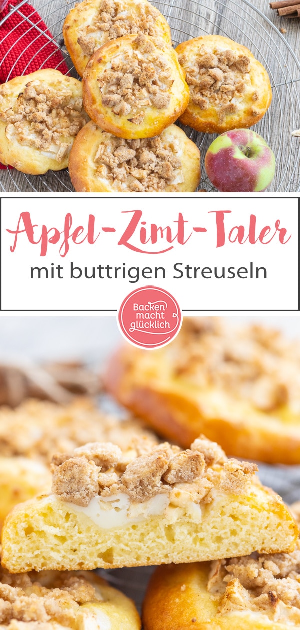 Leckere Teilchen aus Quark-Öl-Teig, buttrigen Streuseln und fruchtigem Belag: Diese Apfel-Streusel-Taler sind ein herbstlicher, saftiger und knuspriger Genuss!