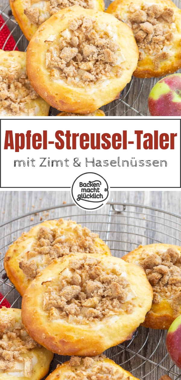 Leckere Teilchen aus Quark-Öl-Teig, buttrigen Streuseln und fruchtigem Belag: Diese Apfel-Streusel-Taler sind ein herbstlicher, saftiger und knuspriger Genuss!