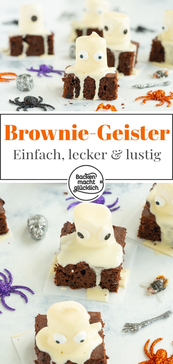 Lust auf leckere, witzige Geister-Brownies für Halloween? Die Brownie-Geister sind super einfach gemacht & echte Hingucker!