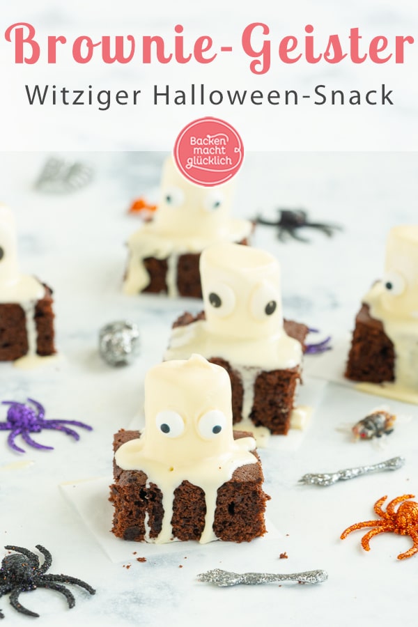 Lust auf leckere, witzige Geister-Brownies für Halloween? Die Brownie-Geister sind super einfach gemacht & echte Hingucker!