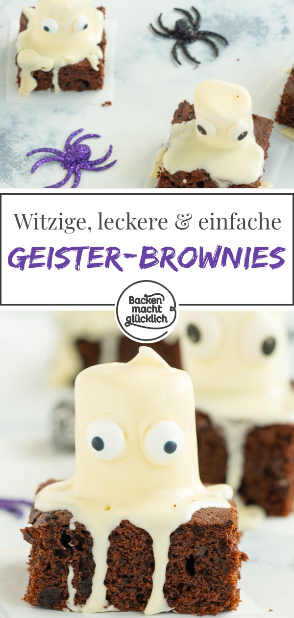 Lust auf leckere, witzige Geister-Brownies für Halloween? Die Brownie-Geister sind super einfach gemacht & echte Hingucker!