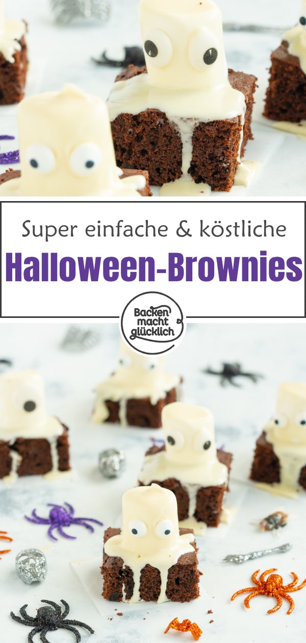Lust auf leckere, witzige Geister-Brownies für Halloween? Die Brownie-Geister sind super einfach gemacht & echte Hingucker!
