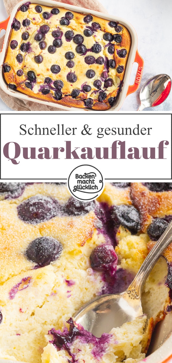 Dieser Quarkauflauf hat viel Protein aber kaum Kohlenhydrate, Kalorien und Fett: Dieser Auflauf ist ein leckerer gesunder Snack, der sich gut zum Frühstücken oder fürs Meal Prep eignet.