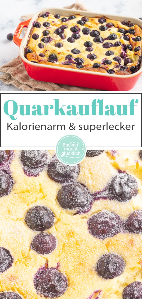 Dieser Quarkauflauf hat viel Protein aber kaum Kohlenhydrate, Kalorien und Fett: Dieser Auflauf ist ein leckerer gesunder Snack, der sich gut zum Frühstücken oder fürs Meal Prep eignet.