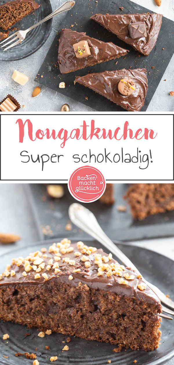 Ein himmlischer Nuss-Nougat-Kuchen mit Marzipan und Schokoladen-Ganache. Der Marzipankuchen ist einfach zu backen und absolut lecker!