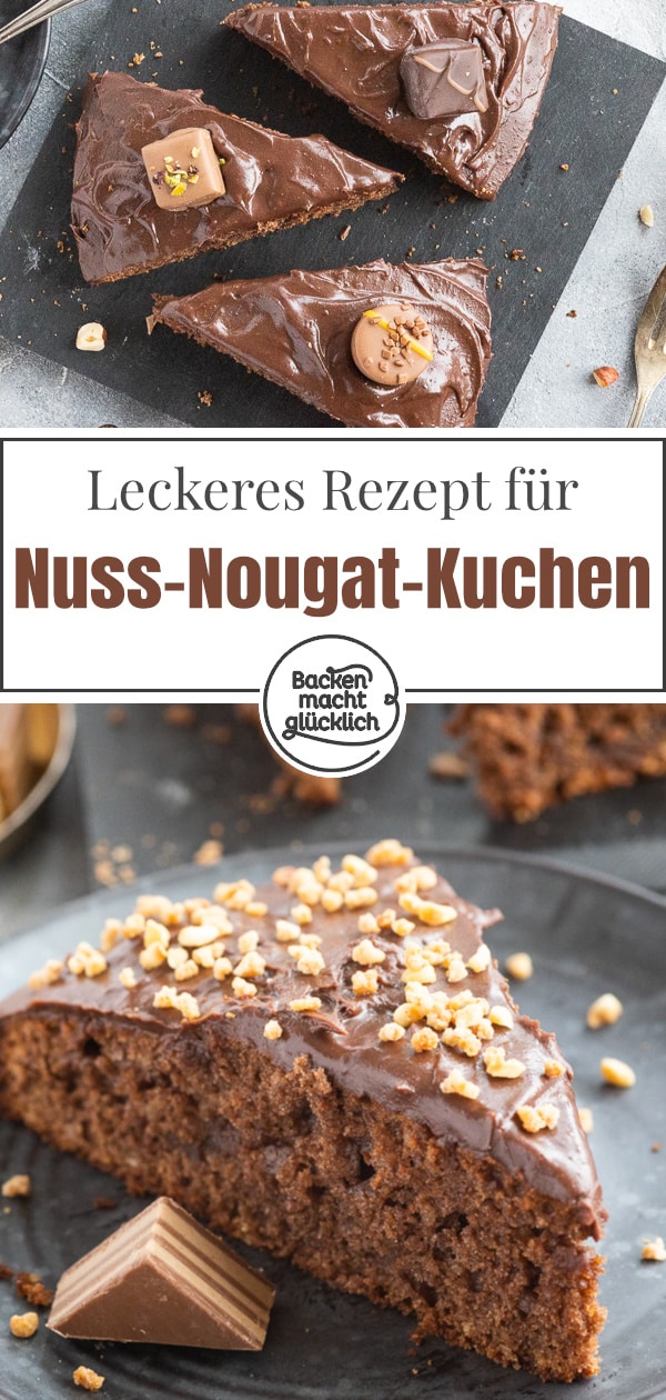 Ein himmlischer Nuss-Nougat-Kuchen mit Marzipan und Schokoladen-Ganache. Der Marzipankuchen ist einfach zu backen und absolut lecker!