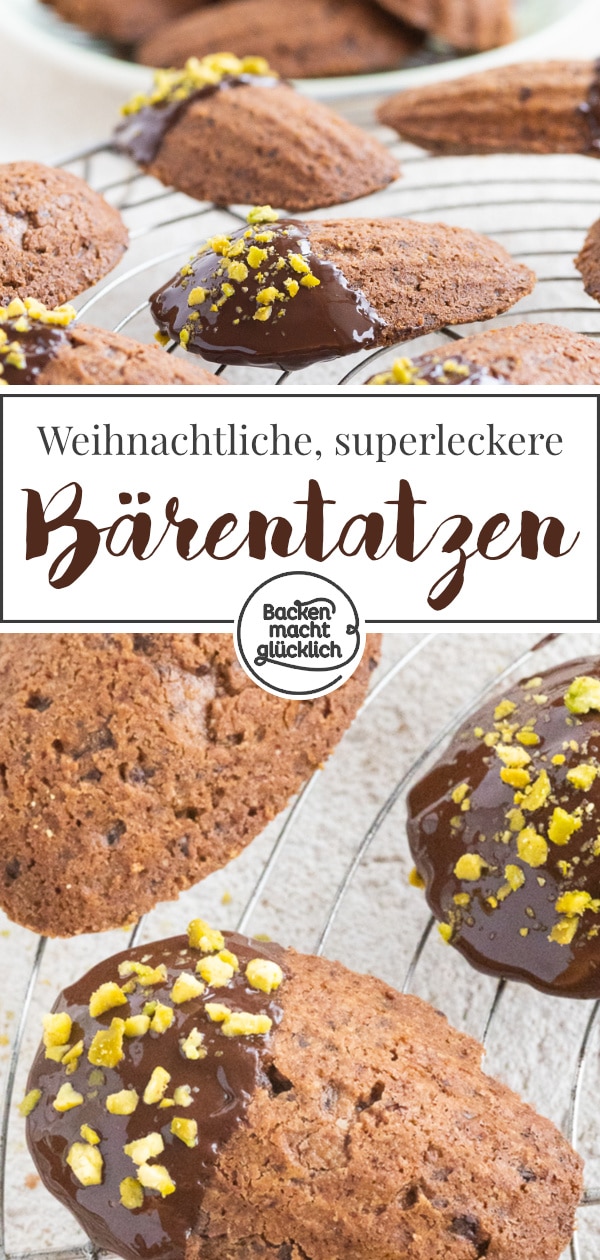 Omas schnelles Rezept für weihnachtliches Kakao-Sandgebäck. Die Form der kleinen Leckerbissen erinnert an Bärentatzen.