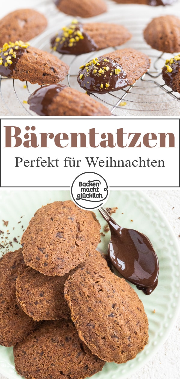 Omas schnelles Rezept für weihnachtliches Kakao-Sandgebäck. Die Form der kleinen Leckerbissen erinnert an Bärentatzen.