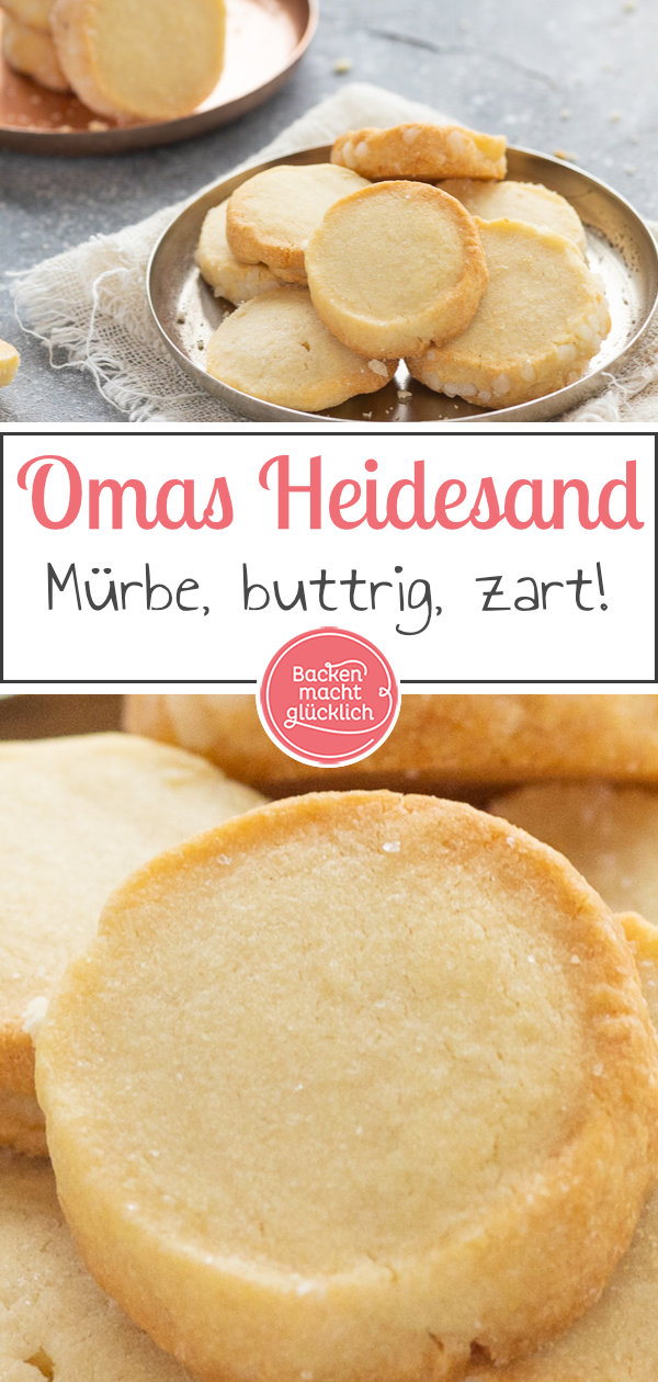 Rezept für herrlich mürbe Butterplätzchen-Taler. Die Farbe und Konsistenz der Plätzchen erinnern an Heidesand.