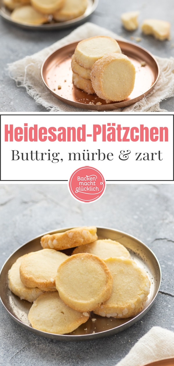 Rezept für herrlich mürbe Butterplätzchen-Taler. Die Farbe und Konsistenz der Plätzchen erinnern an Heidesand.