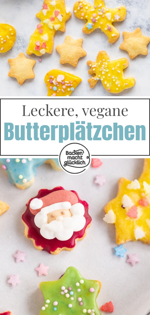 Super einfache und schnelle „Butter-Plätzchen“ aus nur 3 Zutaten – die Ausstechplätzchen sind ein echter Weihnachtsklassiker für Veganer.