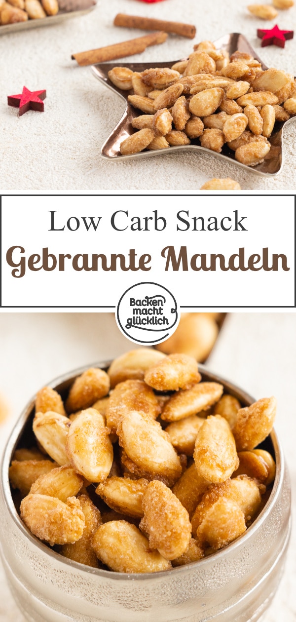 Diese gebrannten Mandeln sind blitzschnell gemacht, einfach zuzubereiten, extrem kohlenhydratarm und köstlich: Diese gesunde Variante des beliebten Winter-Snacks ist toll!