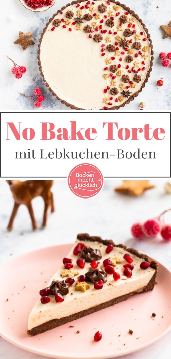 Winterlich, cremig, knusprig, lecker! Diese No Bake Torte mit Lebkuchenboden ist perfekt für die Weihnachtszeit!