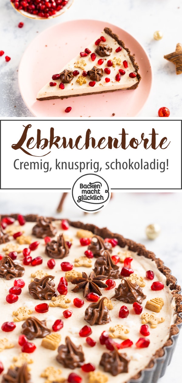 Winterlich, cremig, knusprig, lecker! Diese No Bake Torte mit Lebkuchenboden ist perfekt für die Weihnachtszeit!