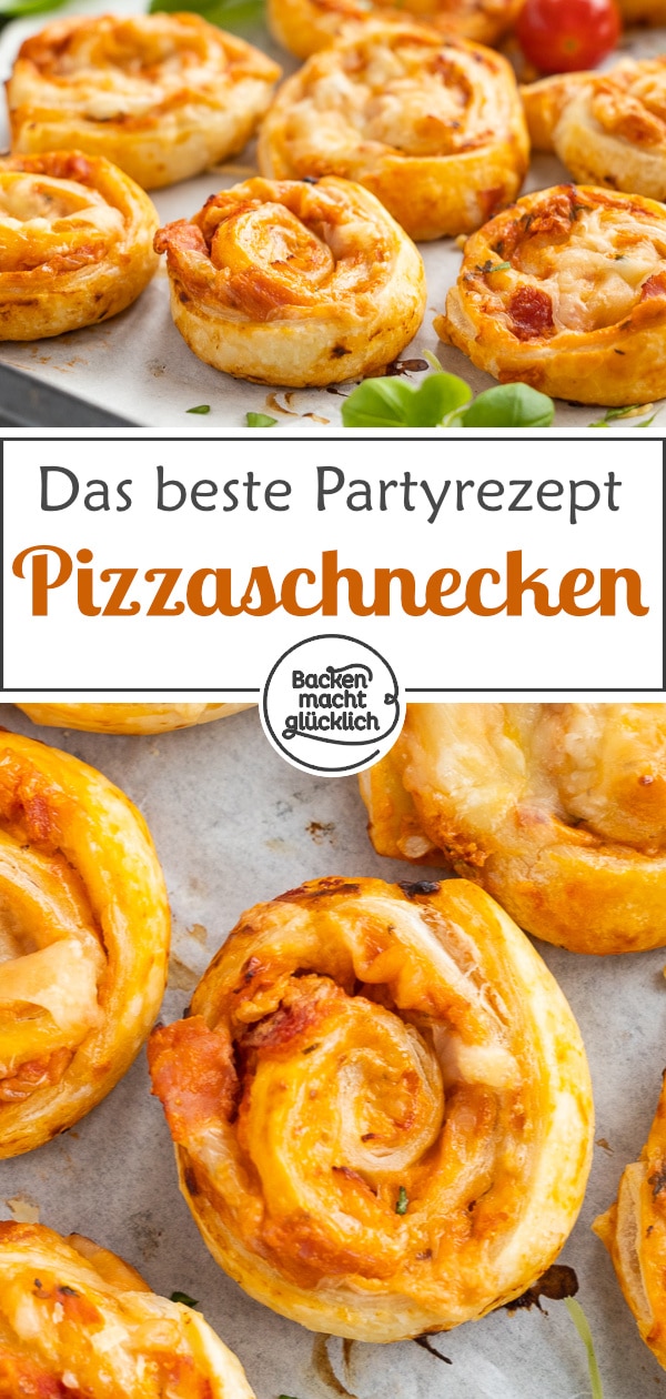 Diese Pizzaschnecken sind das perfekte Fingerfood für verschiedenste Anlässe. Die Blätterteigschnecken eignen sich super als Silvester-Snack, für Gartenpartys, Kindergeburtstage und Brunch-Treffen.