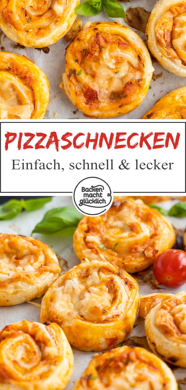 Diese Pizzaschnecken sind das perfekte Fingerfood für verschiedenste Anlässe. Die Blätterteigschnecken eignen sich super als Silvester-Snack, für Gartenpartys, Kindergeburtstage und Brunch-Treffen.