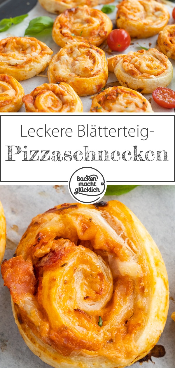 Diese Pizzaschnecken sind das perfekte Fingerfood für verschiedenste Anlässe. Die Blätterteigschnecken eignen sich super als Silvester-Snack, für Gartenpartys, Kindergeburtstage und Brunch-Treffen.